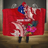 Personalised Samoa Coat Of Arms Hooded Blanket Tropical Flower Red Polynesian Pattern LT03 One Size Red - Polynesian Pride