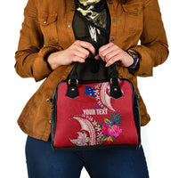 Personalised Samoa Coat Of Arms Shoulder Handbag Tropical Flower Red Polynesian Pattern LT03 - Polynesian Pride