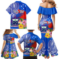 Personalised Samoa Coat Of Arms Family Matching Mermaid Dress and Hawaiian Shirt Hibiscus Polynesian Tattoo Pattern LT03 - Polynesian Pride