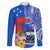 Personalised Samoa Coat Of Arms Family Matching Short Sleeve Bodycon Dress and Hawaiian Shirt Hibiscus Polynesian Tattoo Pattern LT03 Dad's Shirt - Long Sleeve Blue - Polynesian Pride