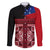 Samoa Flag Day Family Matching Off Shoulder Maxi Dress and Hawaiian Shirt Siapo Pattern and Ula Fala LT03 Dad's Shirt - Long Sleeve Red - Polynesian Pride