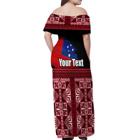 Samoa Flag Day Off Shoulder Maxi Dress Siapo Pattern and Ula Fala LT03 - Polynesian Pride