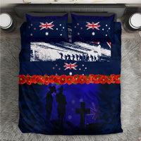 New Zealand and Australia ANZAC Day Bedding Set Lest We Forget Red Poppy Flowers and Soldier LT03 Blue - Polynesian Pride