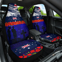 New Zealand and Australia ANZAC Day Car Seat Cover Lest We Forget Red Poppy Flowers and Soldier LT03 One Size Blue - Polynesian Pride