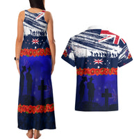 New Zealand and Australia ANZAC Day Couples Matching Tank Maxi Dress and Hawaiian Shirt Lest We Forget Red Poppy Flowers and Soldier LT03 - Polynesian Pride