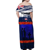 New Zealand and Australia ANZAC Day Family Matching Off Shoulder Maxi Dress and Hawaiian Shirt Lest We Forget Red Poppy Flowers and Soldier LT03 - Polynesian Pride