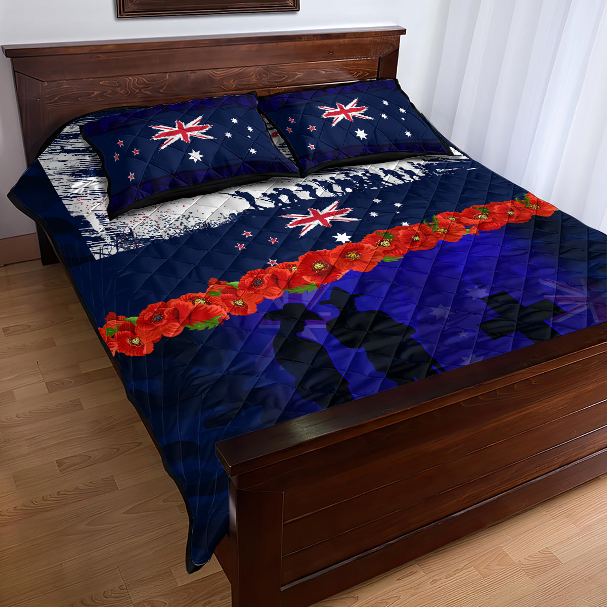 New Zealand and Australia ANZAC Day Quilt Bed Set Lest We Forget Red Poppy Flowers and Soldier LT03 - Polynesian Pride