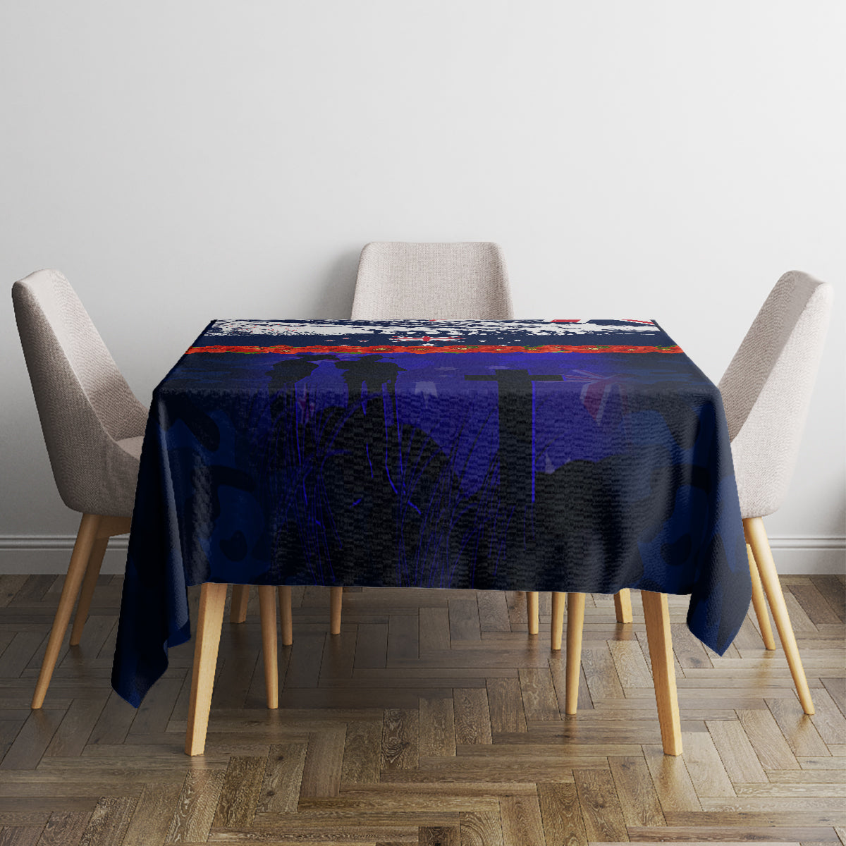 New Zealand and Australia ANZAC Day Tablecloth Lest We Forget Red Poppy Flowers and Soldier LT03 - Polynesian Pride