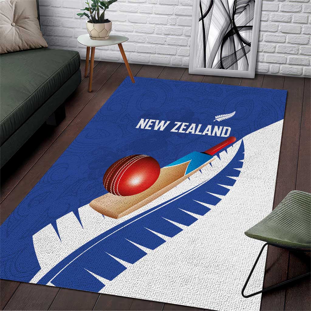 New Zealand Cricket Area Rug Kiwi Birds Haka Dance Blue Fern Sporty Style LT03 Blue - Polynesian Pride