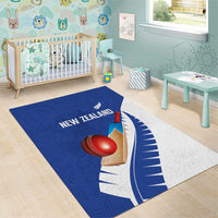 New Zealand Cricket Area Rug Kiwi Birds Haka Dance Blue Fern Sporty Style LT03 - Polynesian Pride