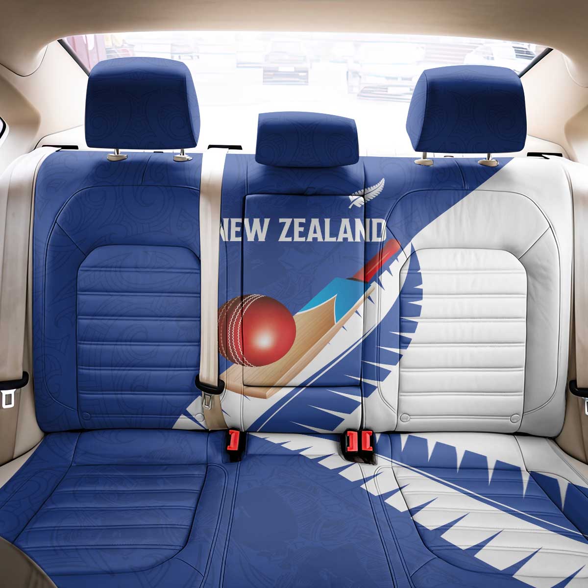 New Zealand Cricket Back Car Seat Cover Kiwi Birds Haka Dance Blue Fern Sporty Style LT03 - Polynesian Pride