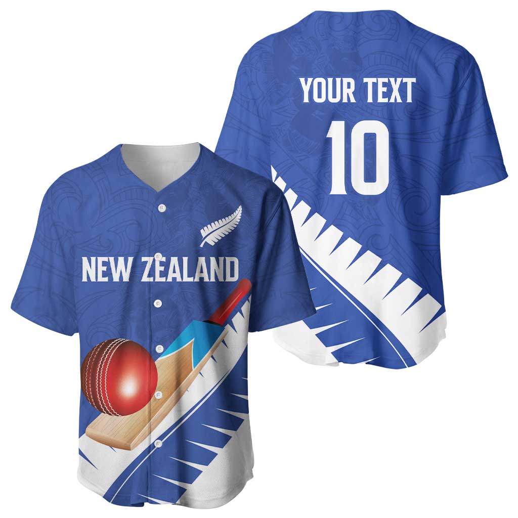Custom New Zealand Cricket Baseball Jersey Kiwi Birds Haka Dance Blue Fern Sporty Style LT03 - Polynesian Pride