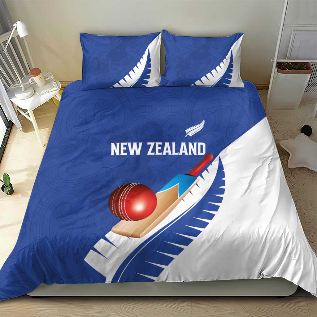 New Zealand Cricket Bedding Set Kiwi Birds Haka Dance Blue Fern Sporty Style
