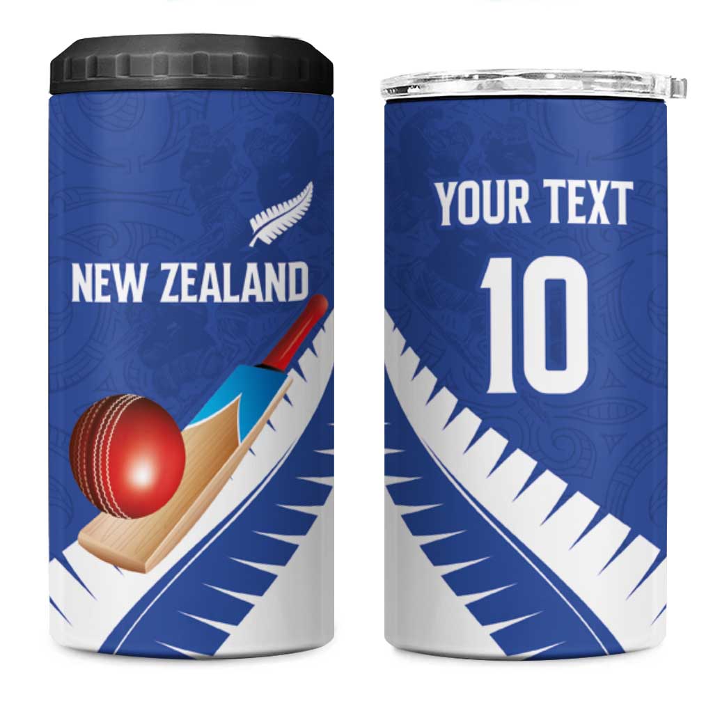 Custom New Zealand Cricket 4 in 1 Can Cooler Tumbler Kiwi Birds Haka Dance Blue Fern Sporty Style LT03 One Size: 16 oz Blue - Polynesian Pride