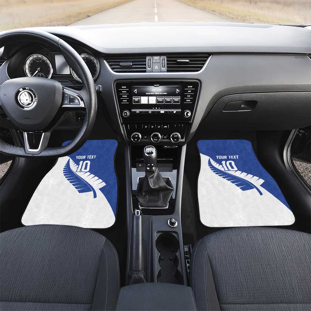 Custom New Zealand Cricket Car Mats Kiwi Birds Haka Dance Blue Fern Sporty Style LT03 Set 2pcs - Front Blue - Polynesian Pride
