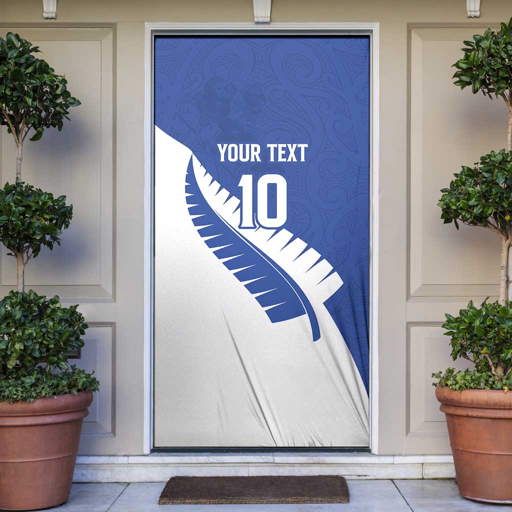 Custom New Zealand Cricket Door Cover Kiwi Birds Haka Dance Blue Fern Sporty Style