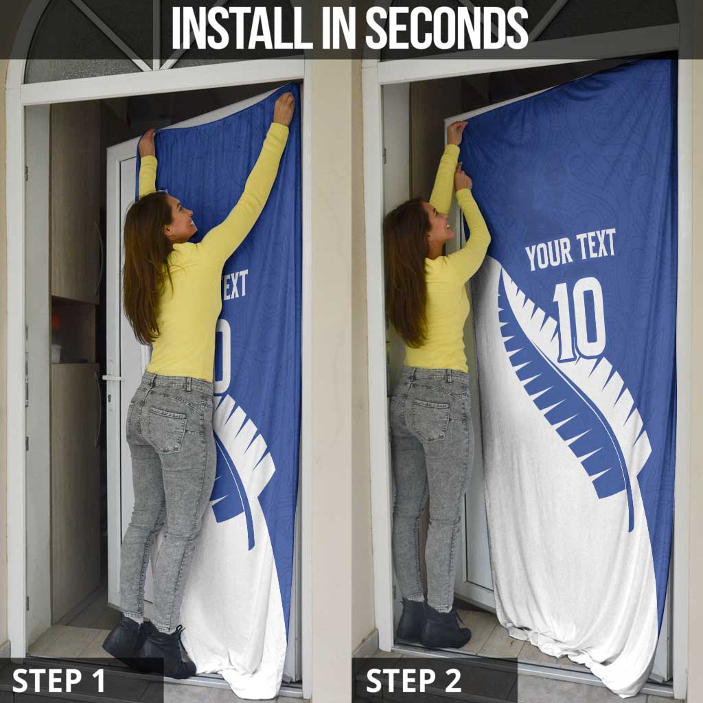 Custom New Zealand Cricket Door Cover Kiwi Birds Haka Dance Blue Fern Sporty Style LT03 - Polynesian Pride