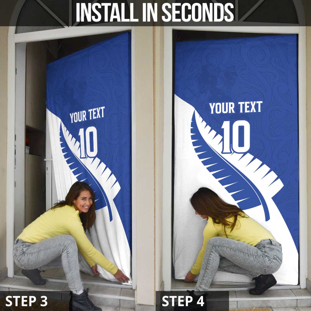 Custom New Zealand Cricket Door Cover Kiwi Birds Haka Dance Blue Fern Sporty Style LT03 - Polynesian Pride