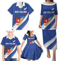 Custom New Zealand Cricket Family Matching Puletasi and Hawaiian Shirt Kiwi Birds Haka Dance Blue Fern Sporty Style LT03 - Polynesian Pride