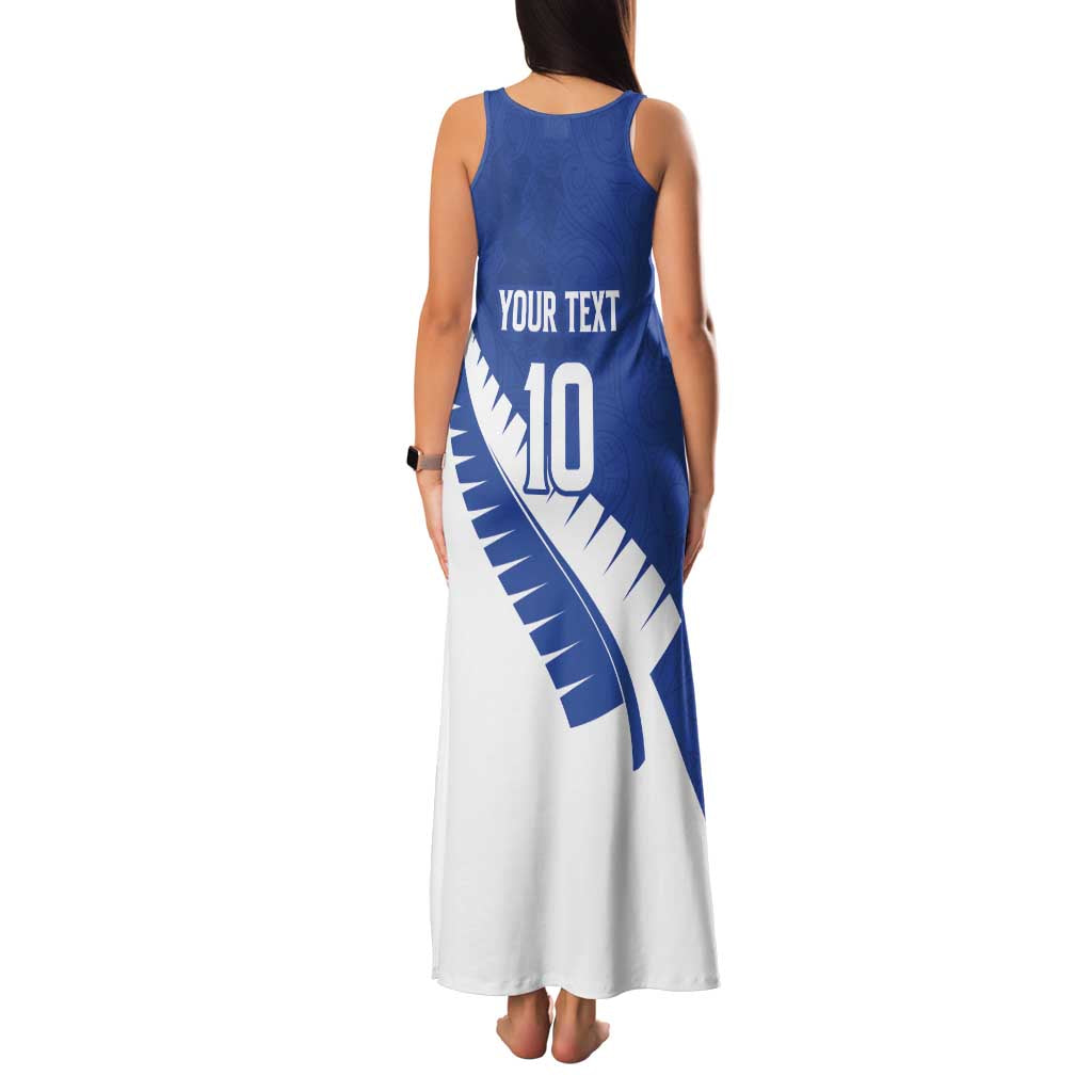 Custom New Zealand Cricket Family Matching Tank Maxi Dress and Hawaiian Shirt Kiwi Birds Haka Dance Blue Fern Sporty Style LT03 - Polynesian Pride