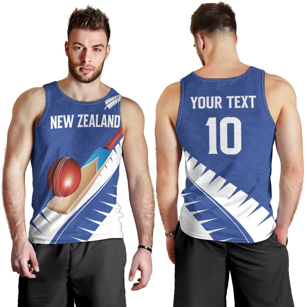 Custom New Zealand Cricket Men Tank Top Kiwi Birds Haka Dance Blue Fern Sporty Style LT03 - Polynesian Pride