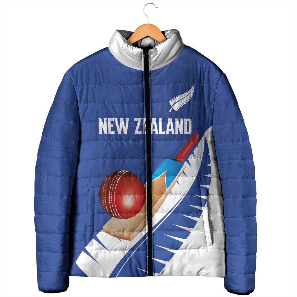 Custom New Zealand Cricket Padded Jacket Kiwi Birds Haka Dance Blue Fern Sporty Style