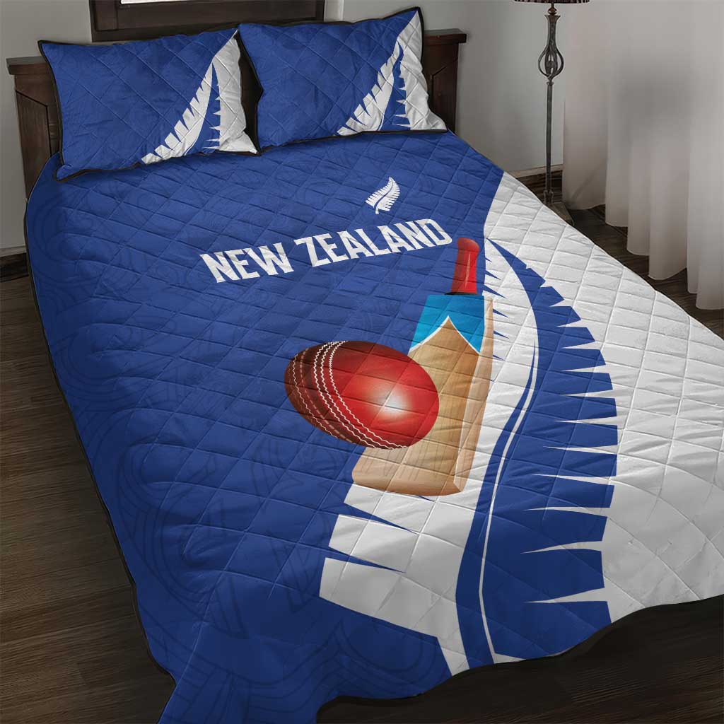 New Zealand Cricket Quilt Bed Set Kiwi Birds Haka Dance Blue Fern Sporty Style LT03 Blue - Polynesian Pride