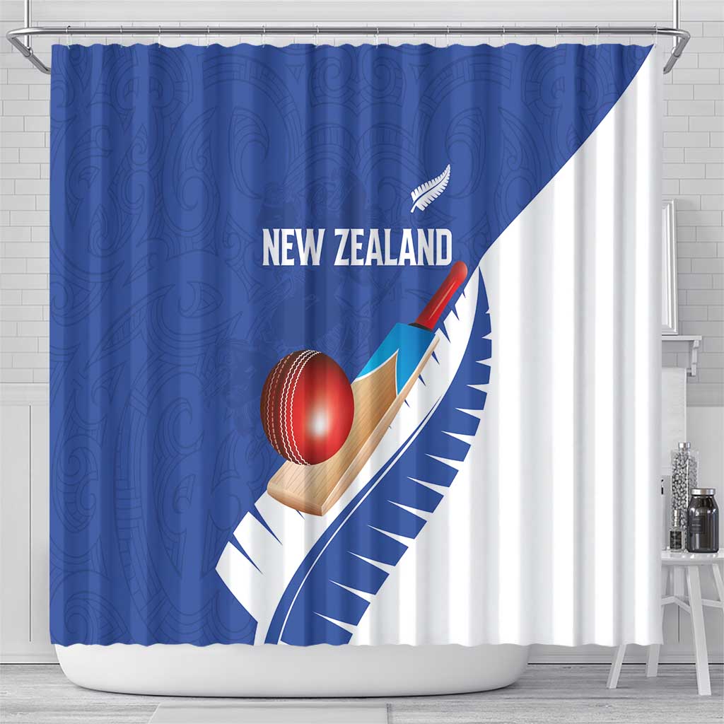 New Zealand Cricket Shower Curtain Kiwi Birds Haka Dance Blue Fern Sporty Style LT03 - Polynesian Pride