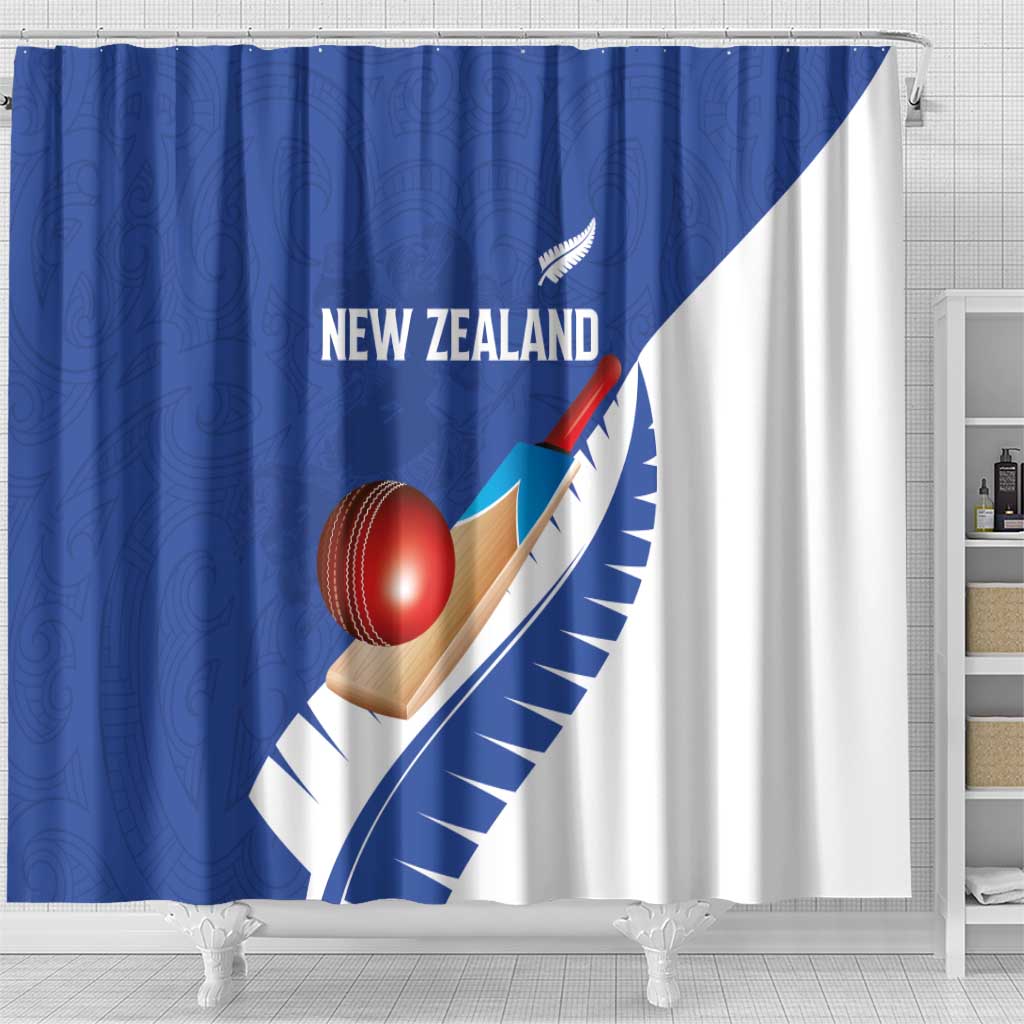 New Zealand Cricket Shower Curtain Kiwi Birds Haka Dance Blue Fern Sporty Style LT03 - Polynesian Pride