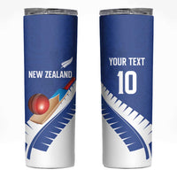 Custom New Zealand Cricket Skinny Tumbler Kiwi Birds Haka Dance Blue Fern Sporty Style LT03 Blue - Polynesian Pride
