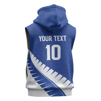 Custom New Zealand Cricket Sleeveless Zip Hoodie Kiwi Birds Haka Dance Blue Fern Sporty Style LT03 - Polynesian Pride