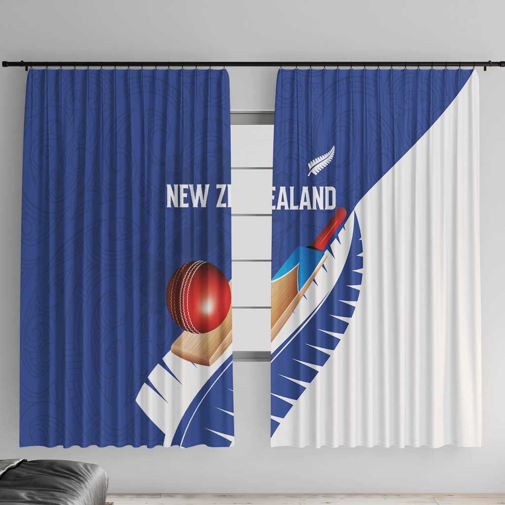 New Zealand Cricket Window Curtain Kiwi Birds Haka Dance Blue Fern Sporty Style