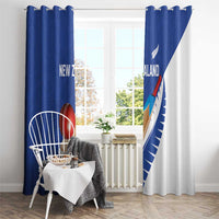New Zealand Cricket Window Curtain Kiwi Birds Haka Dance Blue Fern Sporty Style LT03 - Polynesian Pride