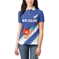Custom New Zealand Cricket Women Polo Shirt Kiwi Birds Haka Dance Blue Fern Sporty Style