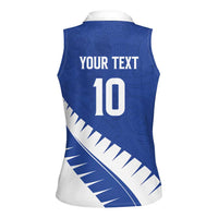 Custom New Zealand Cricket Women Sleeveless Polo Shirt Kiwi Birds Haka Dance Blue Fern Sporty Style LT03 - Polynesian Pride