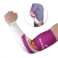 Custom New Zealand Cricket Arm Sleeves Kiwi Birds Haka Dance Pink Fern Sporty Style LT03 Set of 2 Pink - Polynesian Pride