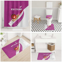 New Zealand Cricket Bathroom Set Kiwi Birds Haka Dance Pink Fern Sporty Style LT03 - Polynesian Pride