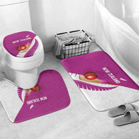 New Zealand Cricket Bathroom Set Kiwi Birds Haka Dance Pink Fern Sporty Style LT03 Mat Set Only (3 pcs) One Size Pink - Polynesian Pride