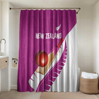 New Zealand Cricket Bathroom Set Kiwi Birds Haka Dance Pink Fern Sporty Style LT03 Shower Curtain Only Pink - Polynesian Pride