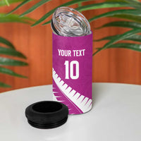 Custom New Zealand Cricket 4 in 1 Can Cooler Tumbler Kiwi Birds Haka Dance Pink Fern Sporty Style LT03 - Polynesian Pride