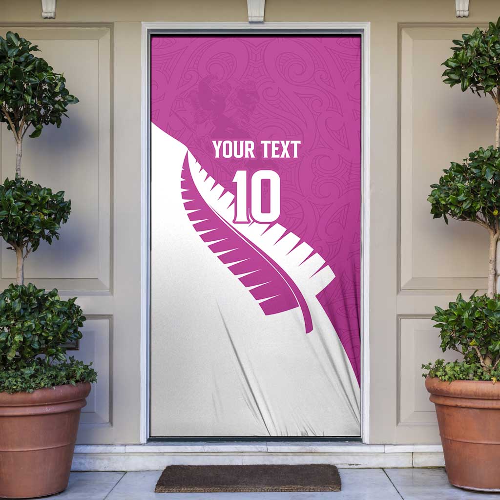 Custom New Zealand Cricket Door Cover Kiwi Birds Haka Dance Pink Fern Sporty Style LT03 Pink - Polynesian Pride