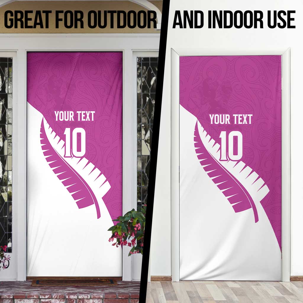 Custom New Zealand Cricket Door Cover Kiwi Birds Haka Dance Pink Fern Sporty Style LT03 - Polynesian Pride