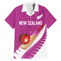 Custom New Zealand Cricket Family Matching Puletasi and Hawaiian Shirt Kiwi Birds Haka Dance Pink Fern Sporty Style LT03 Dad's Shirt - Short Sleeve Pink - Polynesian Pride