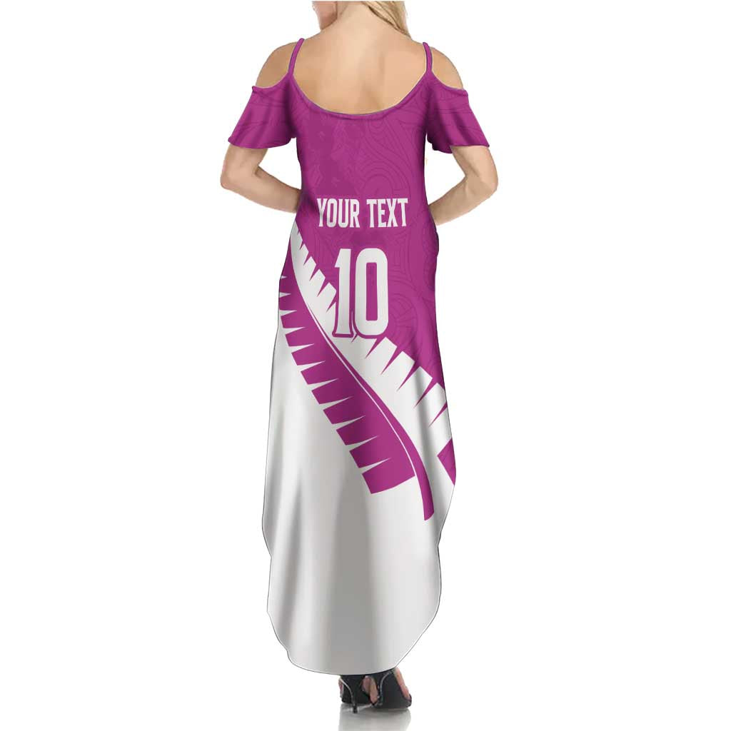 Custom New Zealand Cricket Family Matching Summer Maxi Dress and Hawaiian Shirt Kiwi Birds Haka Dance Pink Fern Sporty Style LT03 - Polynesian Pride