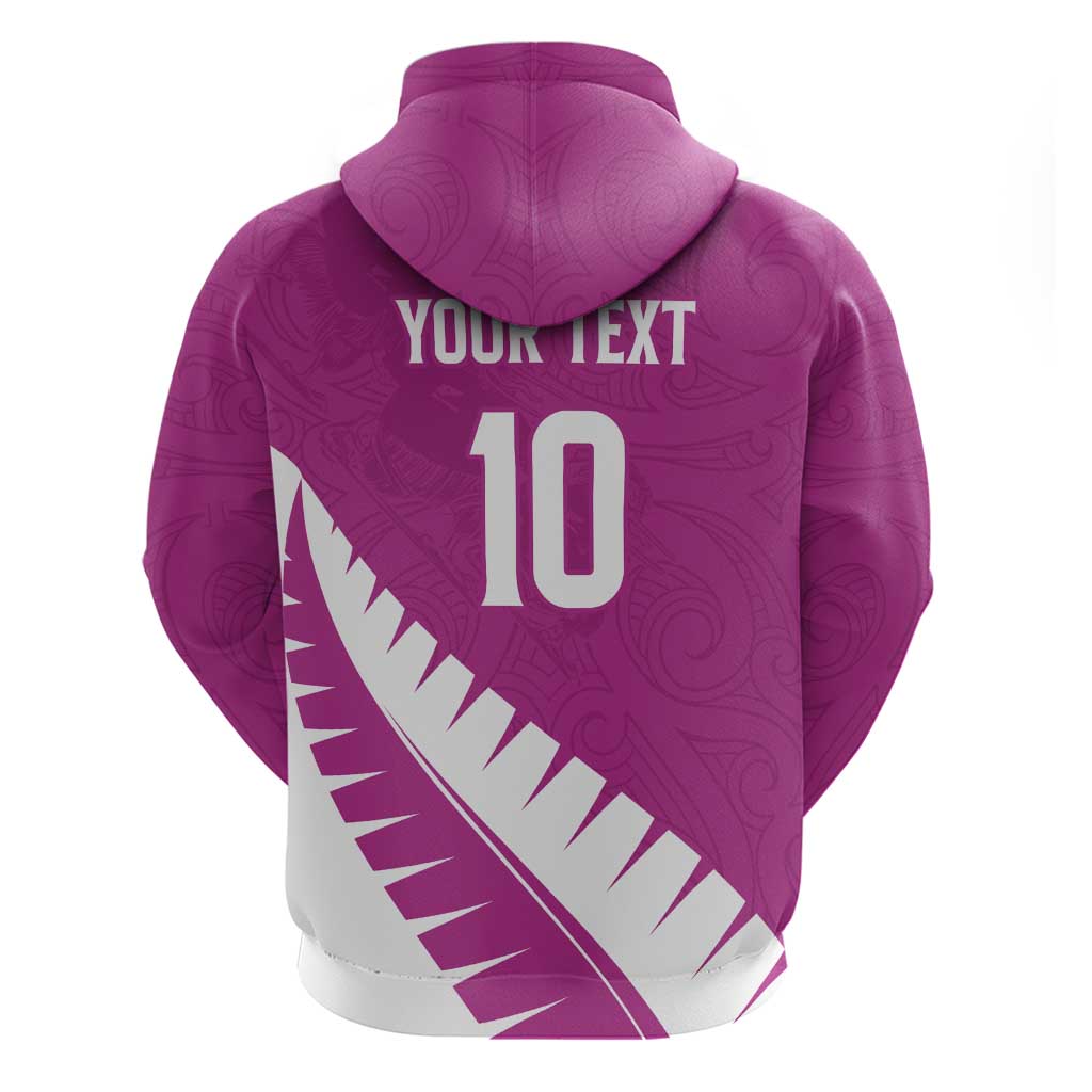 Custom New Zealand Cricket Hoodie Kiwi Birds Haka Dance Pink Fern Sporty Style LT03 - Polynesian Pride