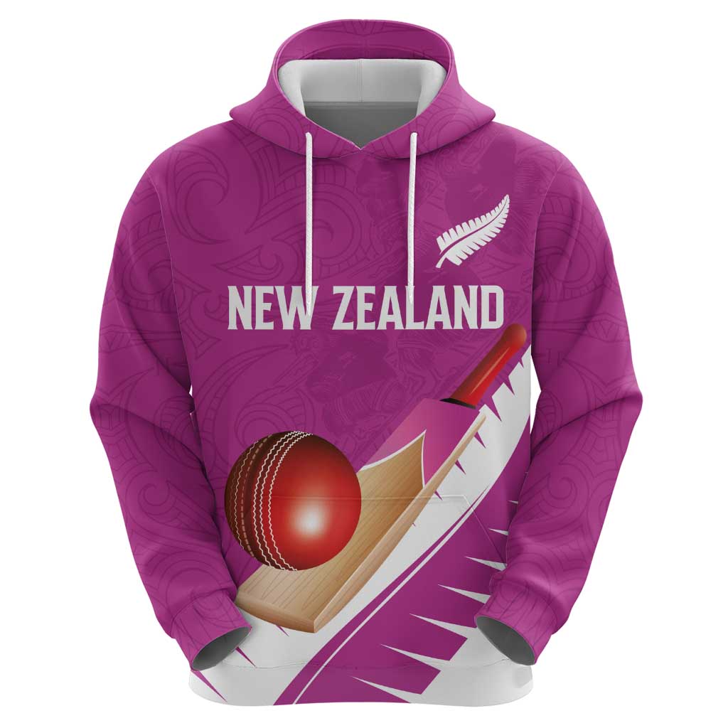 Custom New Zealand Cricket Hoodie Kiwi Birds Haka Dance Pink Fern Sporty Style LT03 - Polynesian Pride
