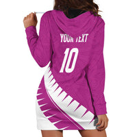 Custom New Zealand Cricket Hoodie Dress Kiwi Birds Haka Dance Pink Fern Sporty Style LT03 - Polynesian Pride