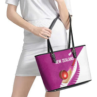 New Zealand Cricket Leather Tote Bag Kiwi Birds Haka Dance Pink Fern Sporty Style LT03 - Polynesian Pride
