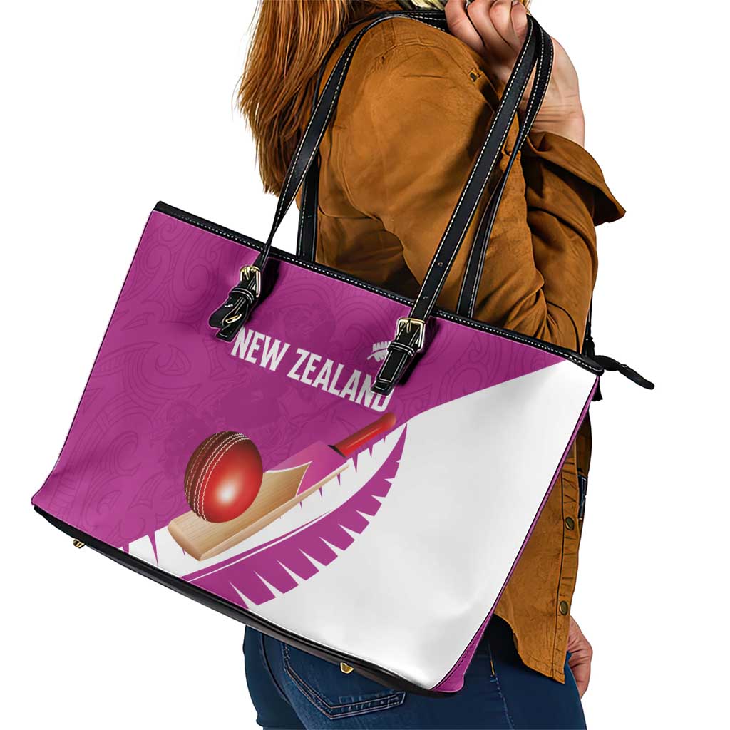 New Zealand Cricket Leather Tote Bag Kiwi Birds Haka Dance Pink Fern Sporty Style LT03 - Polynesian Pride