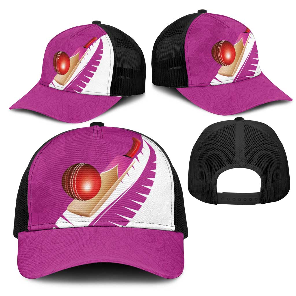 New Zealand Cricket Mesh Trucker Cap Kiwi Birds Haka Dance Pink Fern Sporty Style LT03 - Polynesian Pride